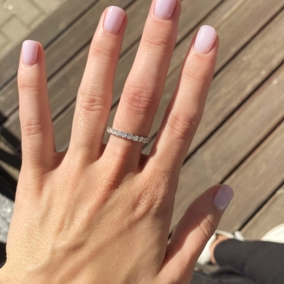 Silver Cubic Zirconia Eternity Ring/Band Style 2 - Picture 5 of 8